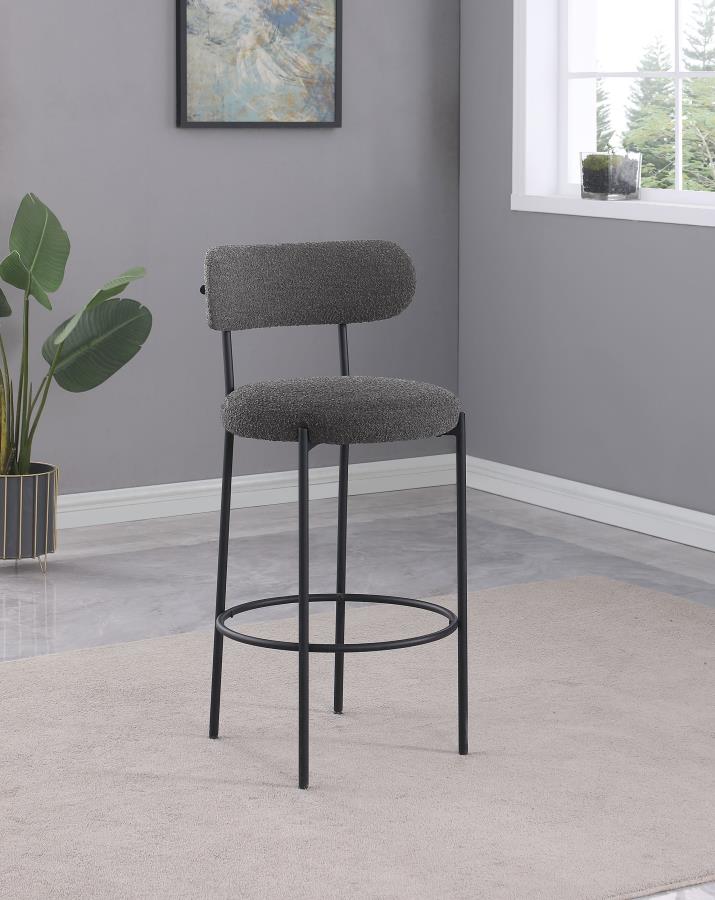VIOLA BOUCLE UPHOLSTERED BAR CHAIR GREY (SET OF 2) - Closeout Deal