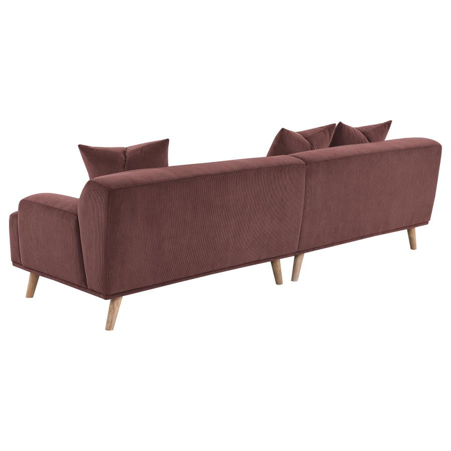 ELIZABETH CORDUROY UPHOLSTERED EXTRA LONG SOFA WINE RED - Closeout Deal