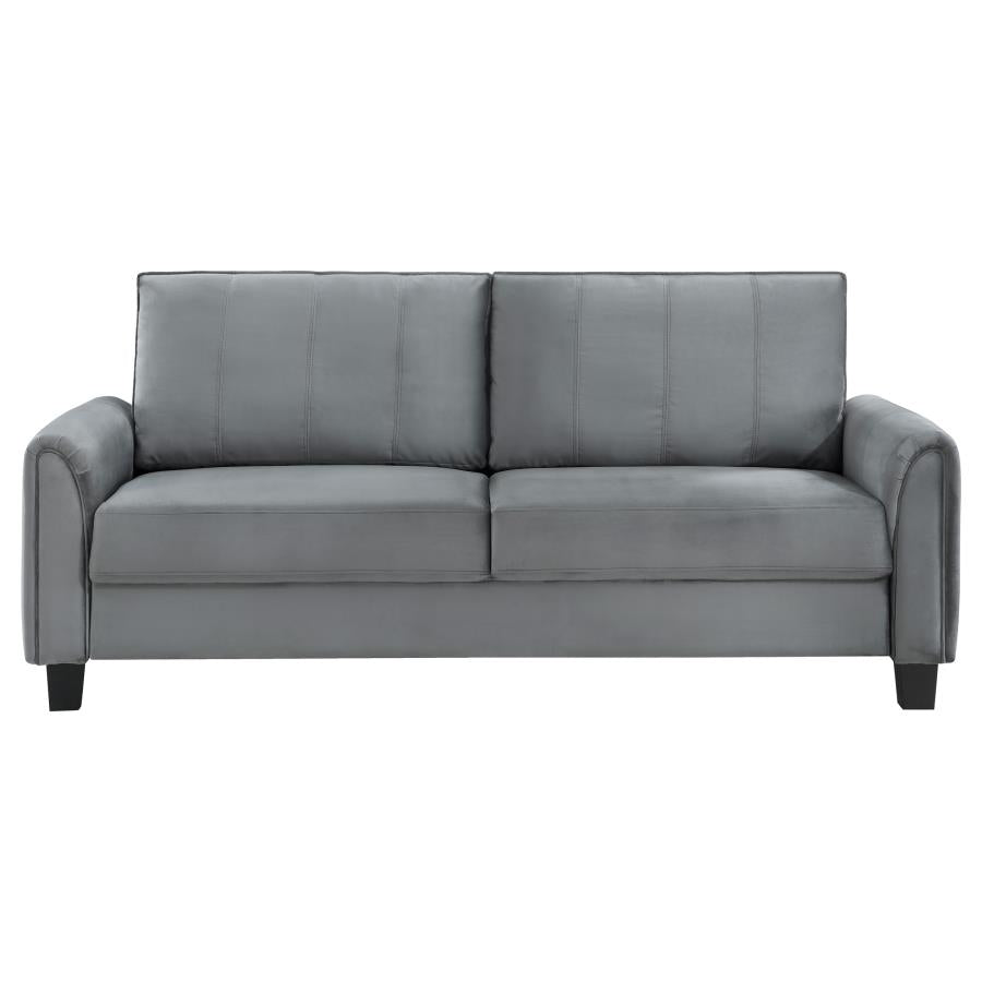 DAVIS 2-PIECE UPHOLSTERED ROLLED ARM SOFA CHAIR SET GREY - Closeout Deal