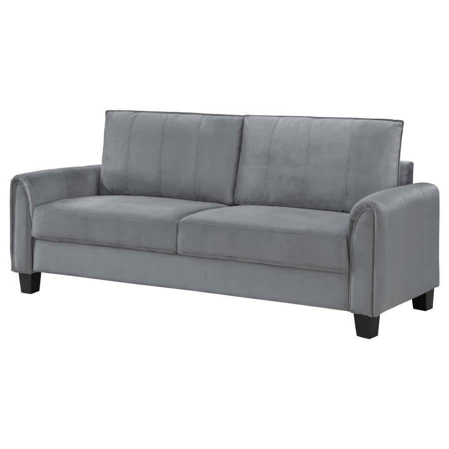 DAVIS 2-PIECE UPHOLSTERED ROLLED ARM SOFA CHAIR SET GREY - Closeout Deal