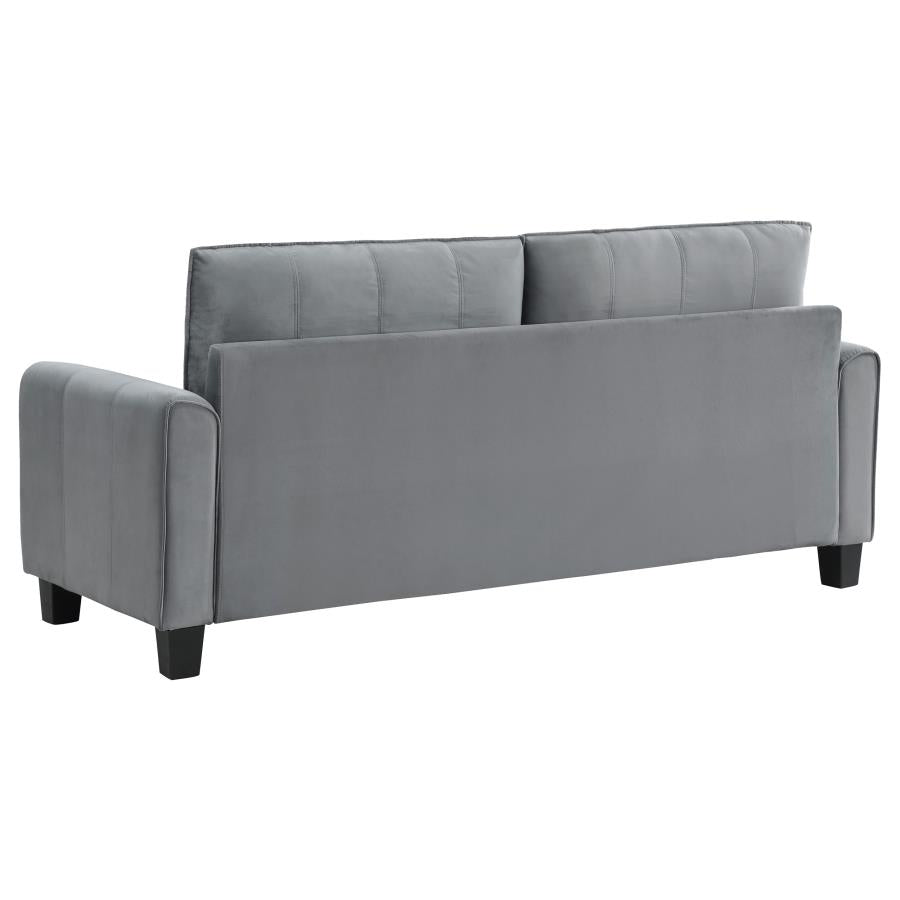 DAVIS 2-PIECE UPHOLSTERED ROLLED ARM SOFA CHAIR SET GREY - Closeout Deal