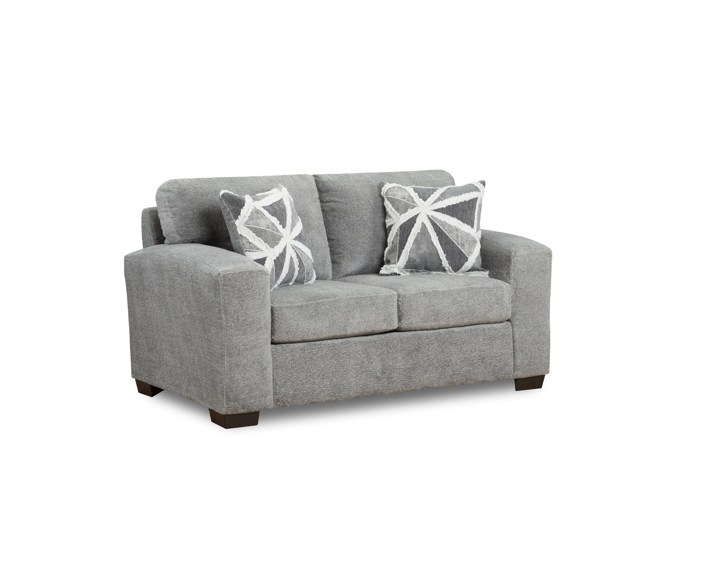 Posh Grey Loveseat - Light Grey Fabric Loveseat