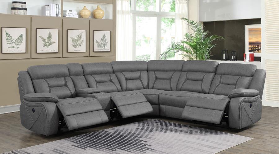 HIGGINS UPHOLSTERED POWER RECLINING SECTIONAL SOFA GREY - Closeout Deal