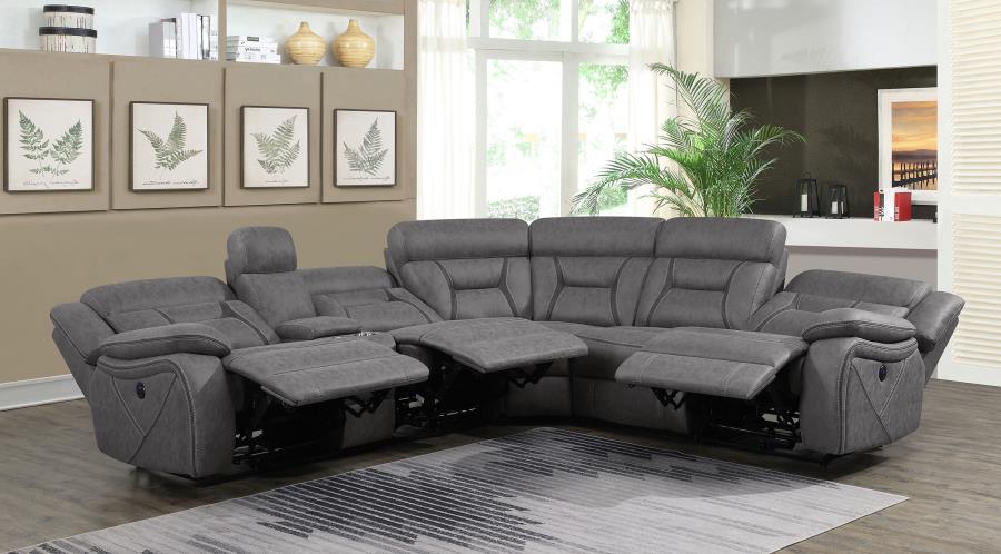 HIGGINS UPHOLSTERED POWER RECLINING SECTIONAL SOFA GREY - Closeout Deal