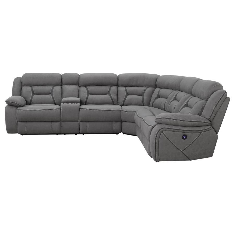 HIGGINS UPHOLSTERED POWER RECLINING SECTIONAL SOFA GREY - Closeout Deal