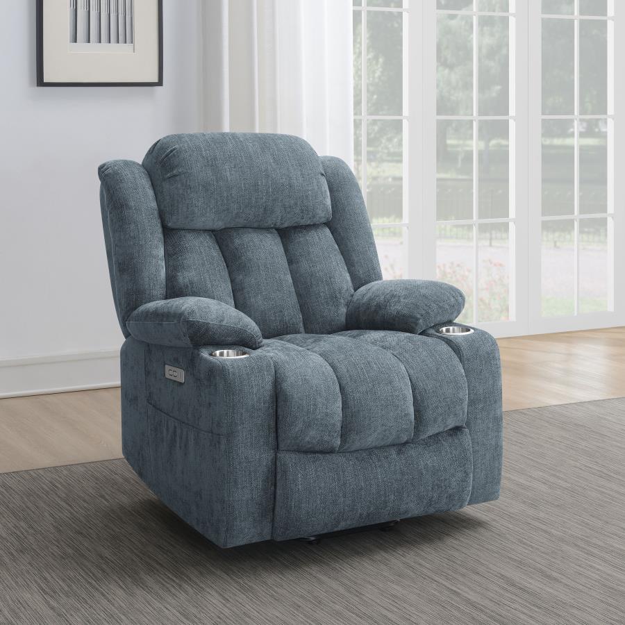 Houston Slate Blue Upholstered Power Lift Recliner