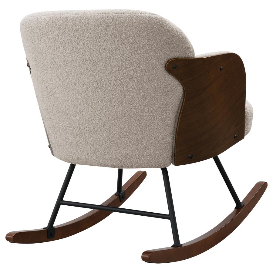 PAIGE BOUCLE UPHOLSTERED MID BACK ROCKING CHAIR BEIGE - Closeout Deal