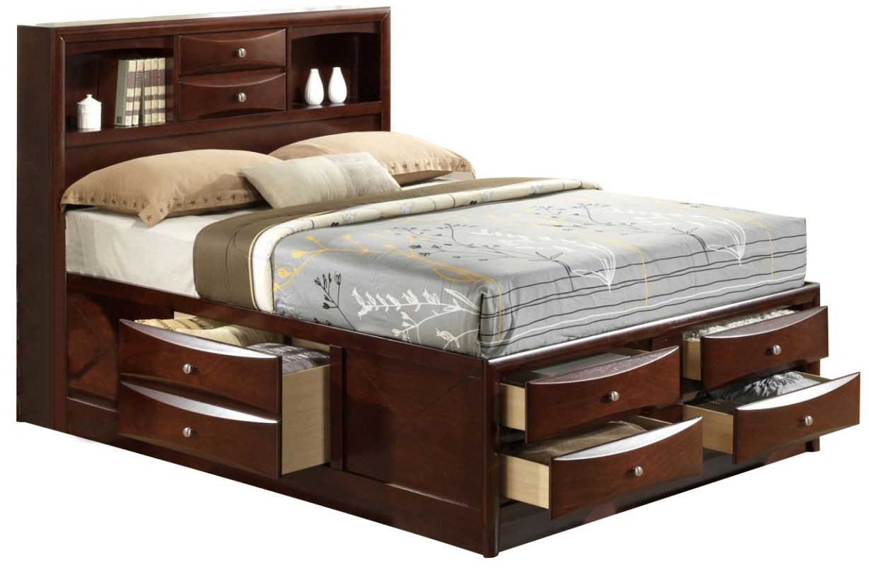 Emily King Captain's Bed with Storage - Rich Cherry Brown