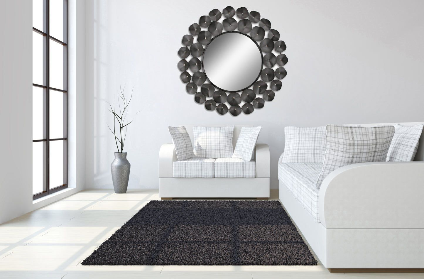 Black Shell Mirror Metal Wall Art – 37"x37"