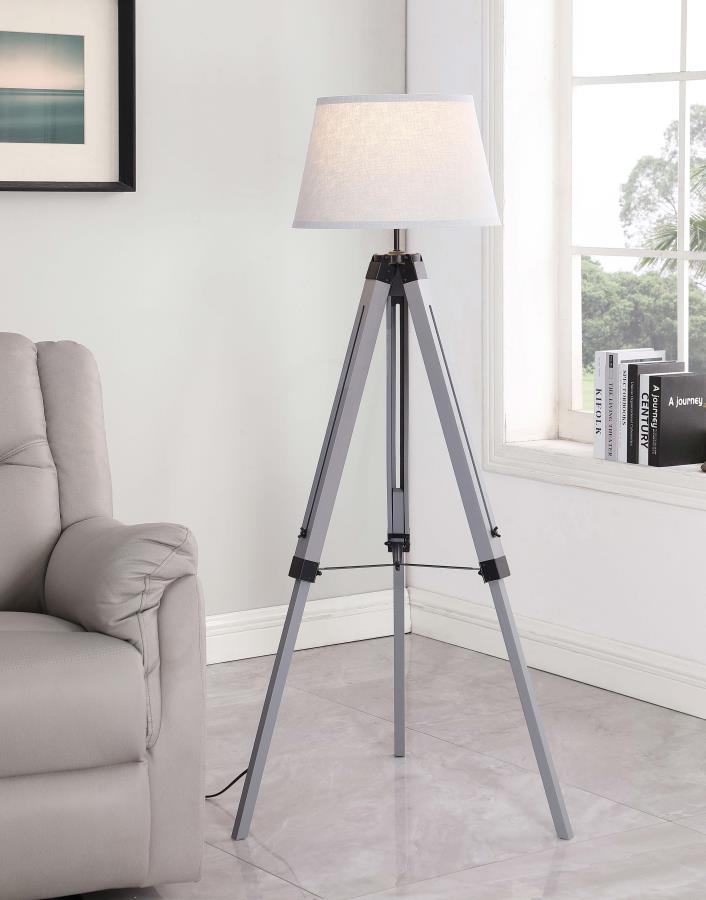 DAYTON 56-INCH EMPIRE SHADE METAL TRIPOD FLOOR LAMP GREY - Closeout Deal