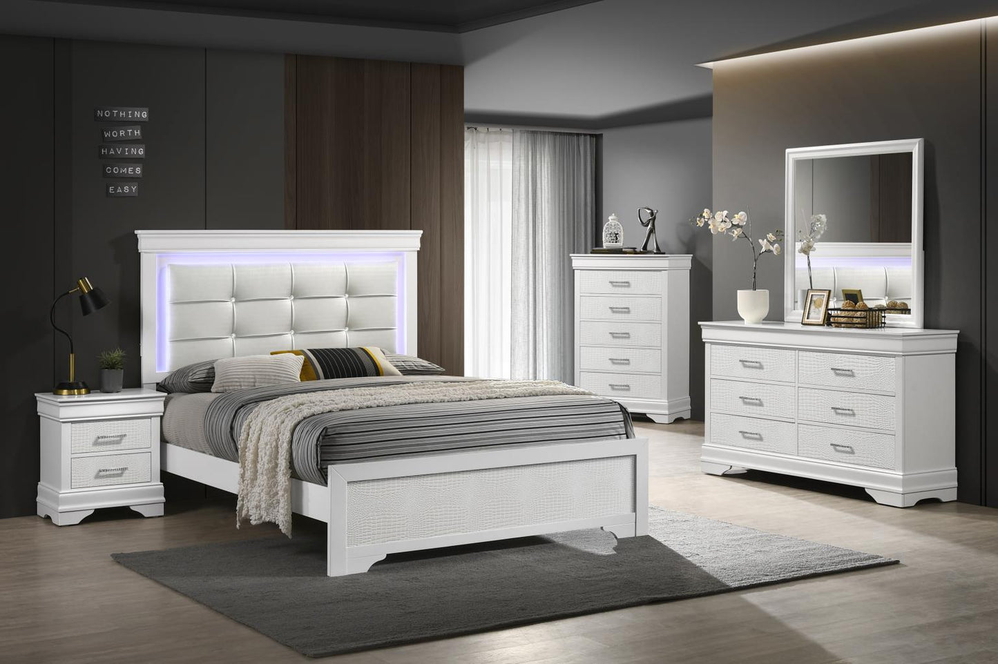 Arya White King Bedroom Collection
