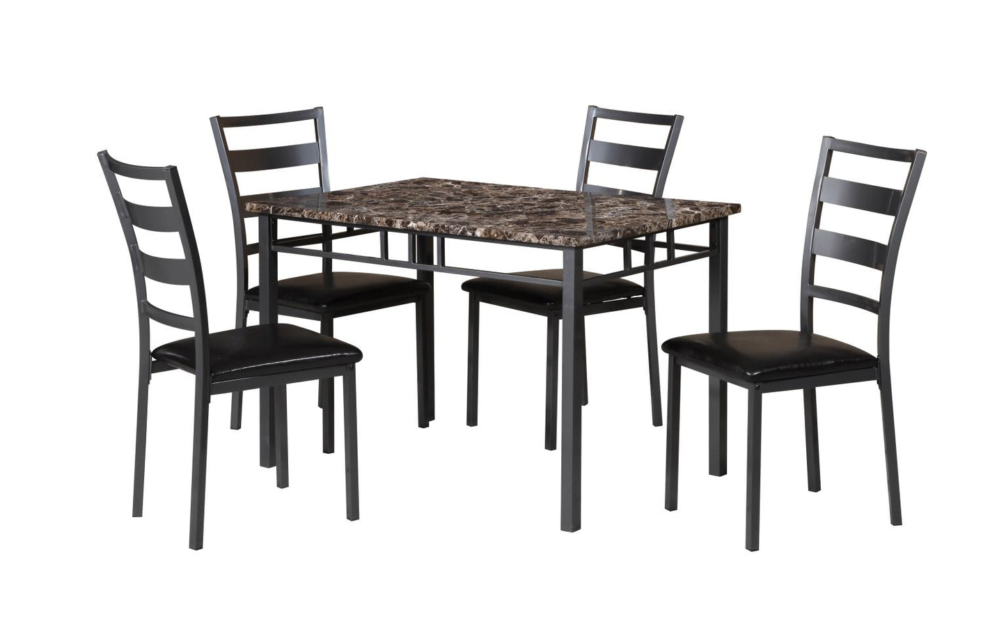 Lacy 5 Piece Brown Faux Marble Dining Set