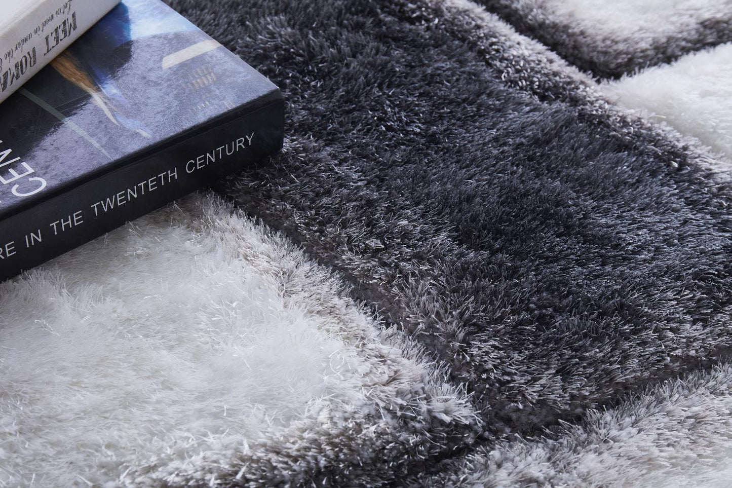 Mateos Black & White Diamond Shag Rug