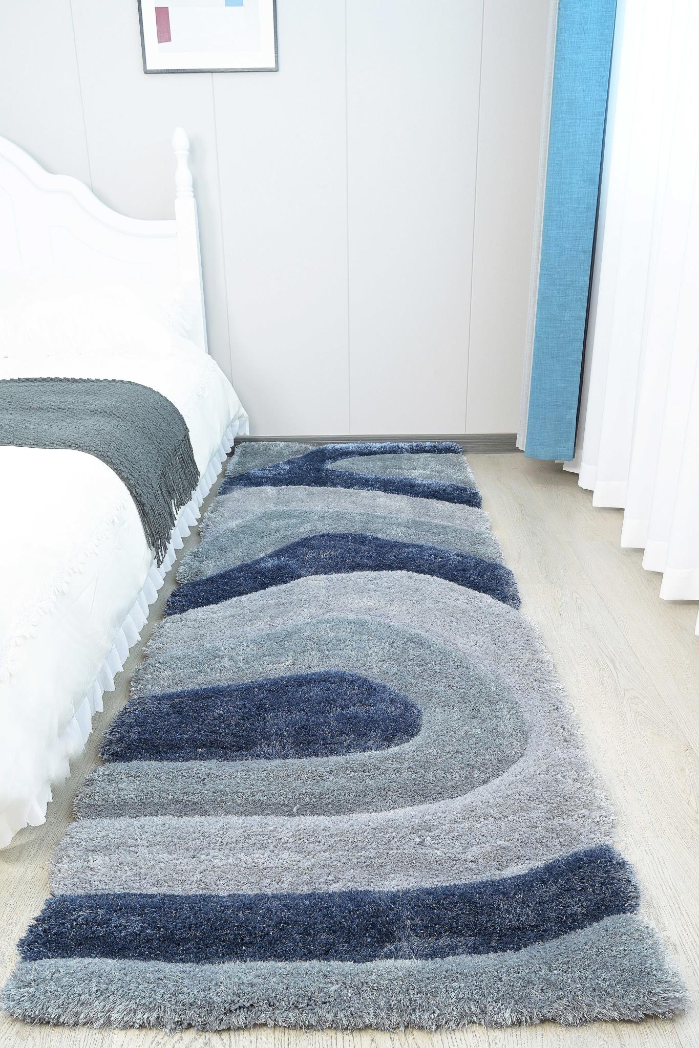 Mateos Blue Grey Shag Rug