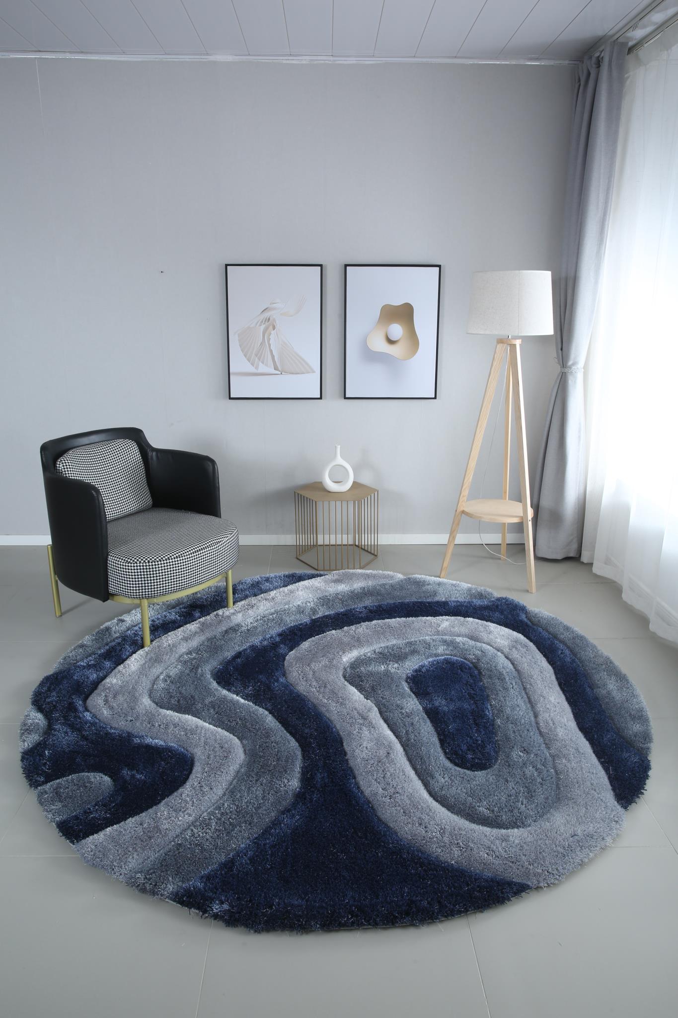 Mateos Blue Grey Shag Rug