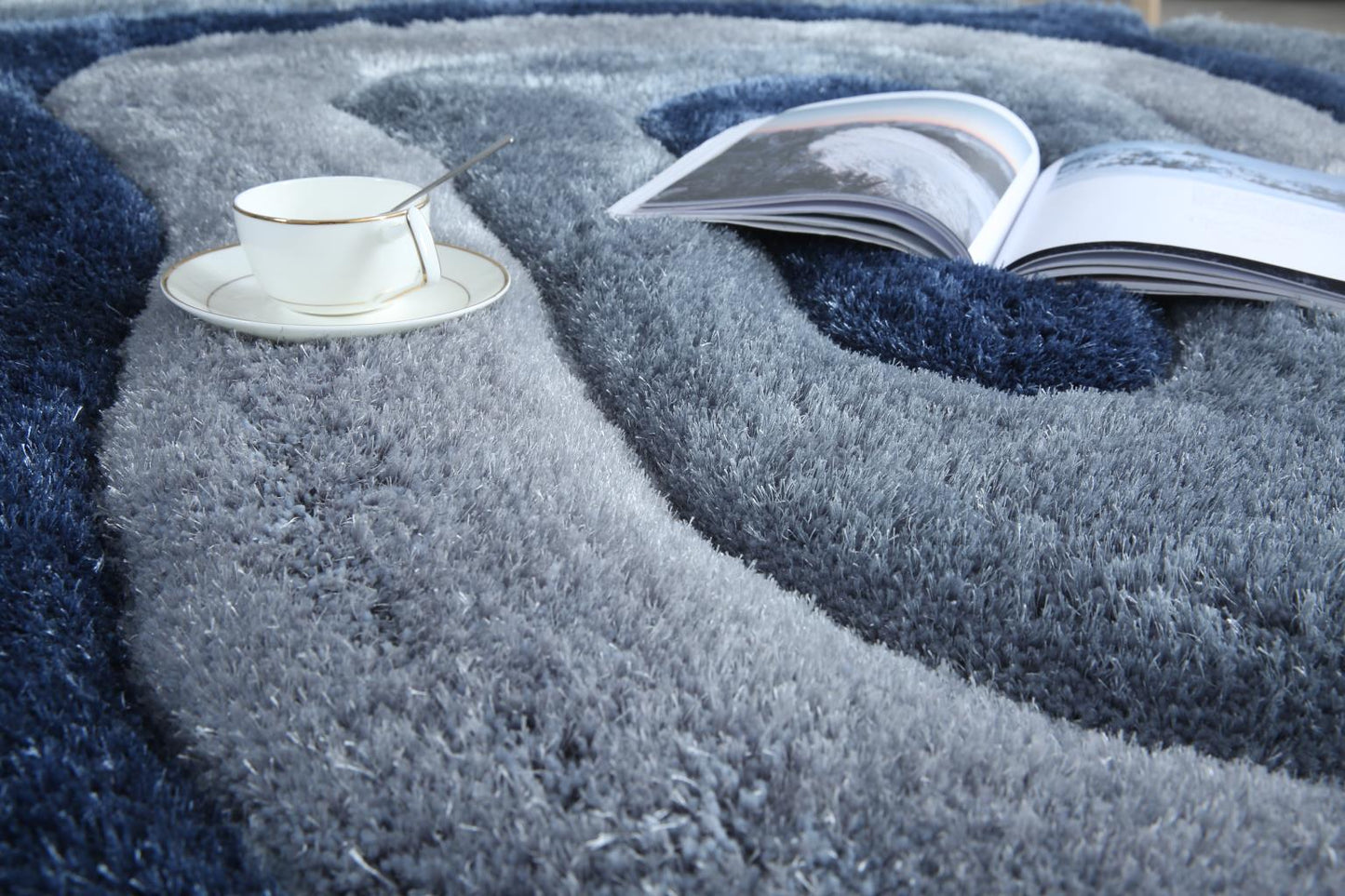 Mateos Blue Grey Shag Rug