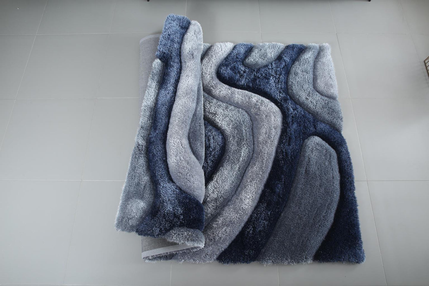 Mateos Blue Grey Shag Rug