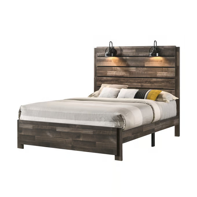 Carter Queen Platform Bed Frame - Rustic Brown
