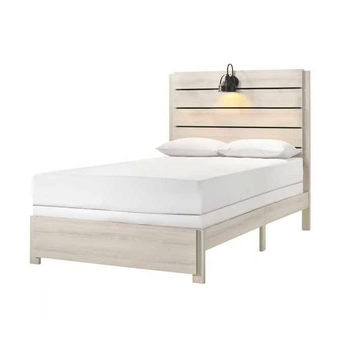 Carter Full Platform Bed Frame - Rustic White