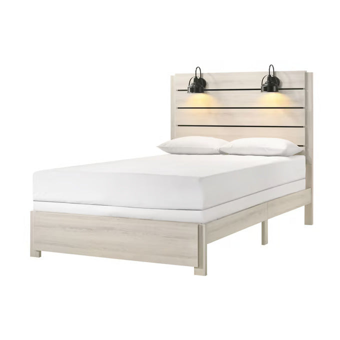 Carter Queen Platform Bed Frame - Rustic White