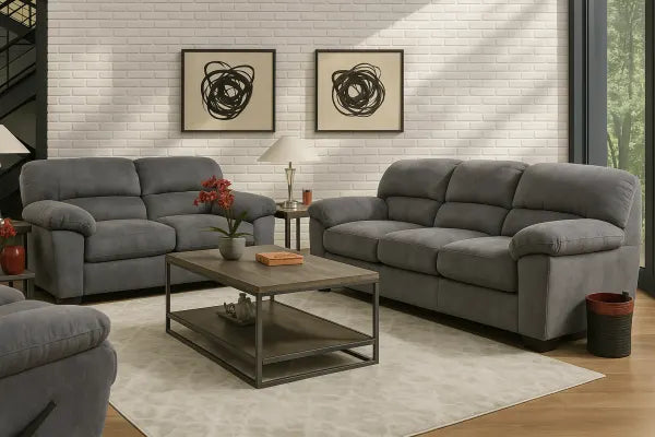 Percy Charcoal Sofa And Loveseat Set