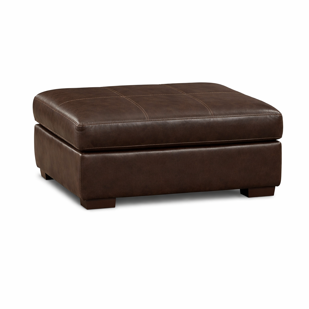 Austin Chocolate Pleather 4 Piece Living Room Set - Sofa, Loveseat, Chair & 1/2, Ottoman