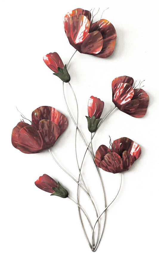 Red Floral Metal Wall Art – 37"x38"