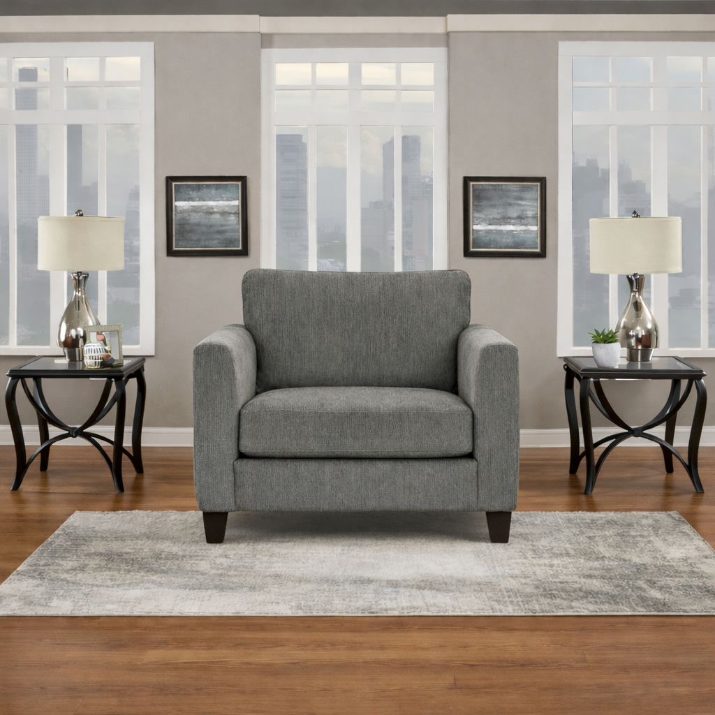 Sims Charcoal Chair - Grey Fabric Accent Chair