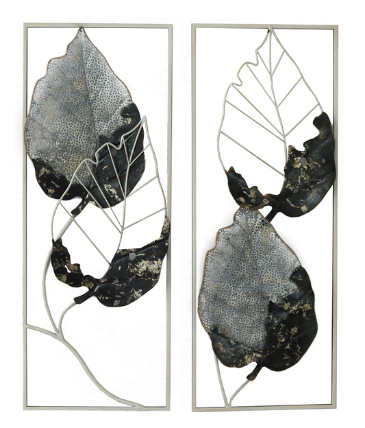 Metal Leaf Wall Art Set – 14"x12"