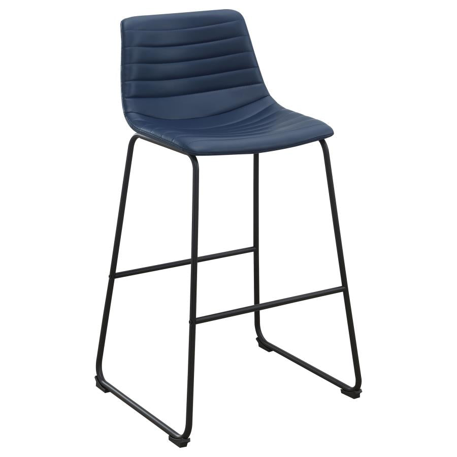 ZUNI FAUX LEATHER UPHOLSTERED BAR CHAIR BLUE (SET OF 2) - Closeout Deal
