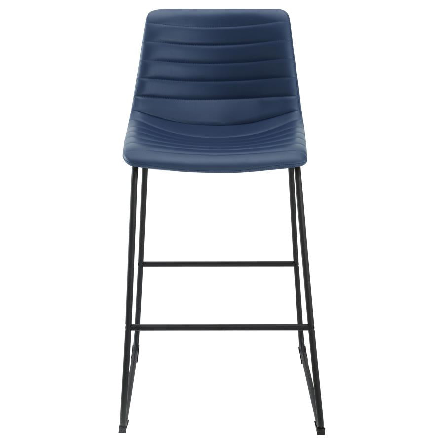 ZUNI FAUX LEATHER UPHOLSTERED BAR CHAIR BLUE (SET OF 2) - Closeout Deal