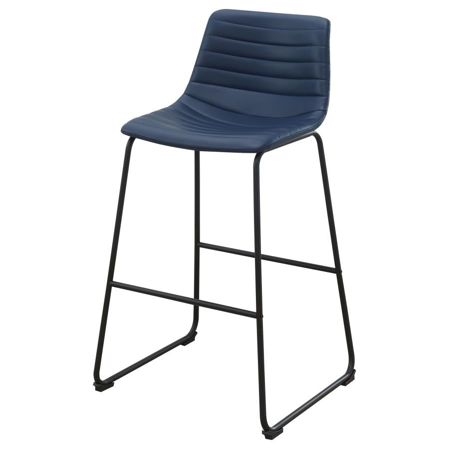 ZUNI FAUX LEATHER UPHOLSTERED BAR CHAIR BLUE (SET OF 2) - Closeout Deal