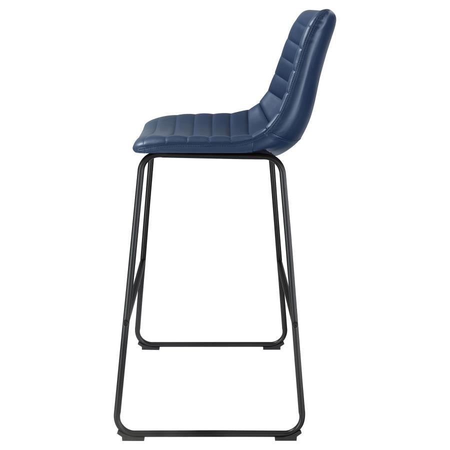 ZUNI FAUX LEATHER UPHOLSTERED BAR CHAIR BLUE (SET OF 2) - Closeout Deal