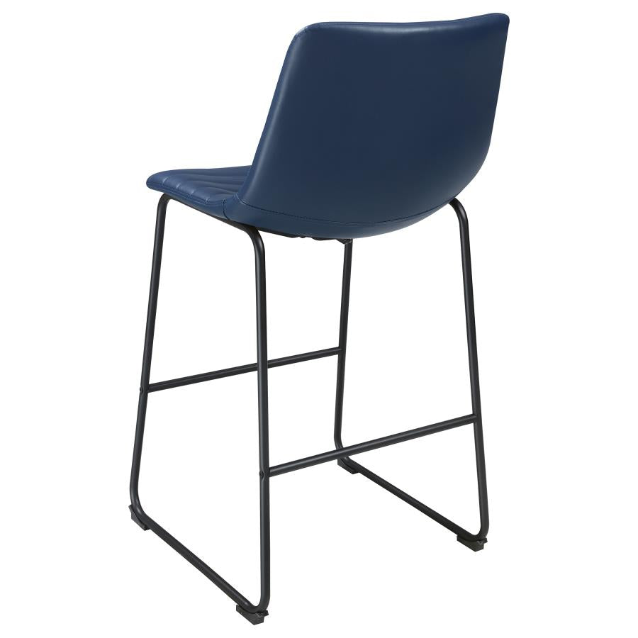 ZUNI FAUX LEATHER UPHOLSTERED BAR CHAIR BLUE (SET OF 2) - Closeout Deal