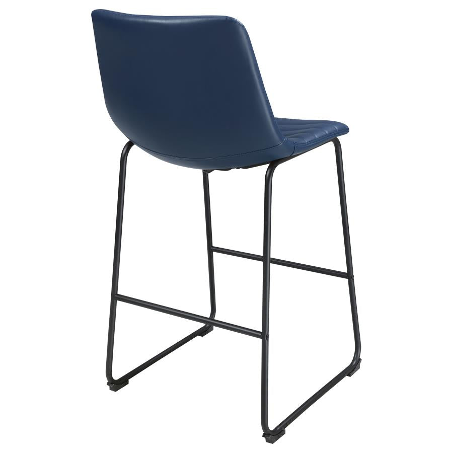 ZUNI FAUX LEATHER UPHOLSTERED BAR CHAIR BLUE (SET OF 2) - Closeout Deal