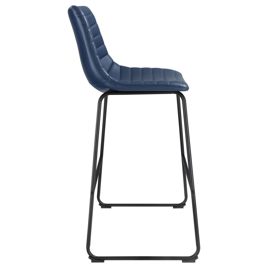 ZUNI FAUX LEATHER UPHOLSTERED BAR CHAIR BLUE (SET OF 2) - Closeout Deal
