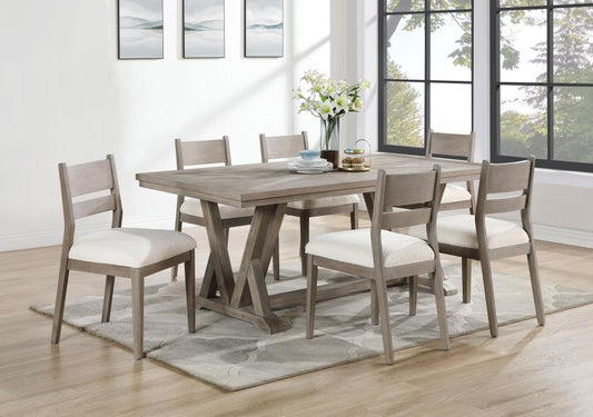 CORNELIA 7-PIECE RECTANGULAR DINING TABLE SET COASTAL GREY - Closeout Deal