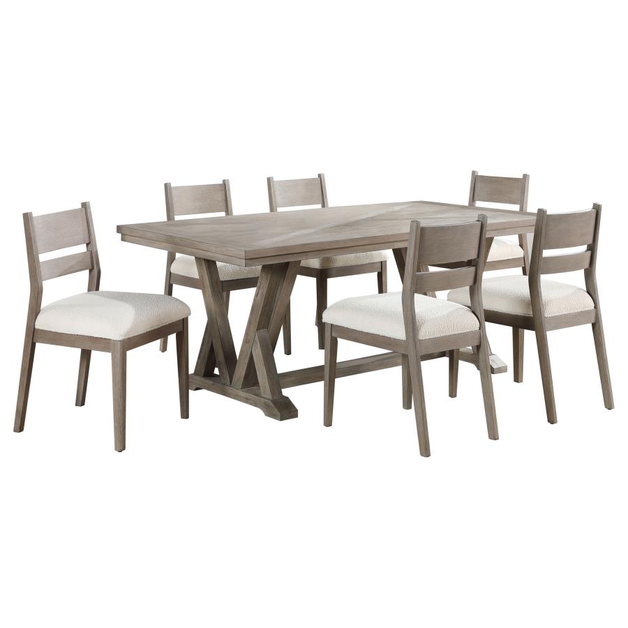 CORNELIA 7-PIECE RECTANGULAR DINING TABLE SET COASTAL GREY - Closeout Deal