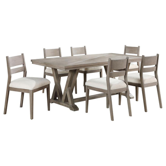 CORNELIA 7-PIECE RECTANGULAR DINING TABLE SET COASTAL GREY - Closeout Deal