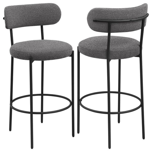 VIOLA BOUCLE UPHOLSTERED BAR CHAIR GREY (SET OF 2) - Closeout Deal