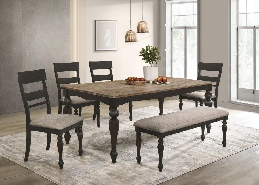 BRIDGET 6-PIECE RECTANGULAR DINING SET CHARCOAL SAND THROUGH - Closeout Deal
