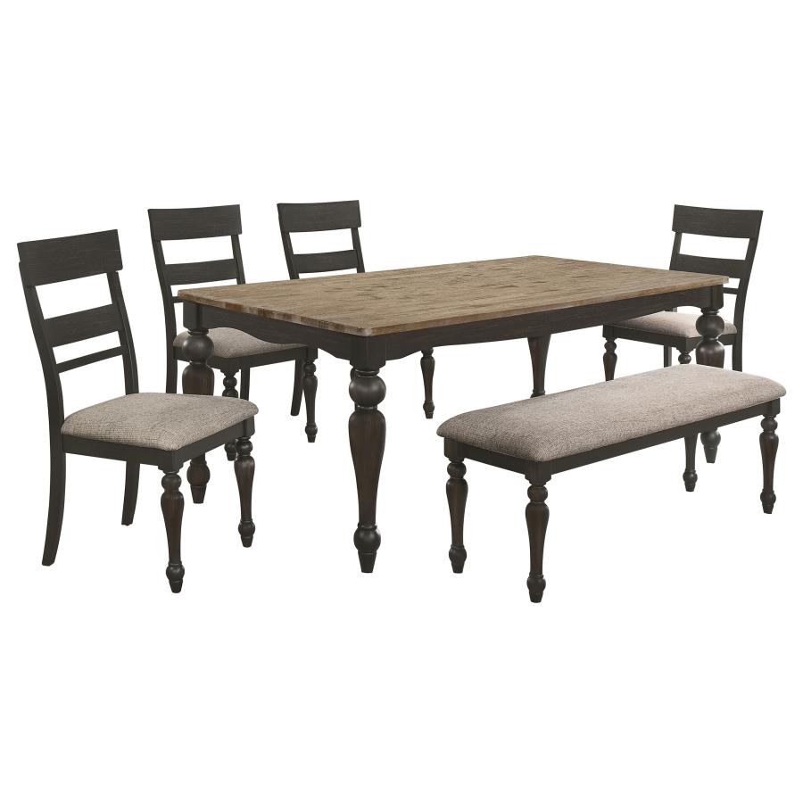 BRIDGET 6-PIECE RECTANGULAR DINING SET CHARCOAL SAND THROUGH - Closeout Deal