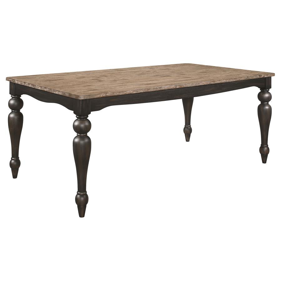 BRIDGET 7-PIECE RECTANGULAR DINING SET CHARCOAL SAND THROUGH - Closeout Deal