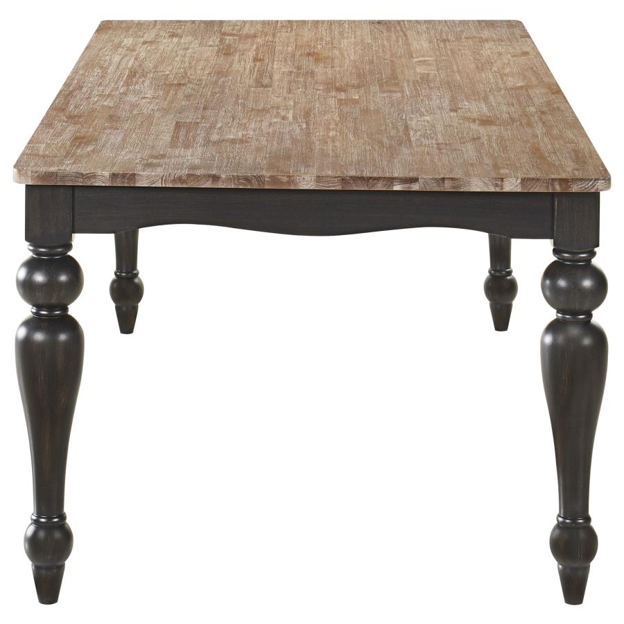 BRIDGET 7-PIECE RECTANGULAR DINING SET CHARCOAL SAND THROUGH - Closeout Deal