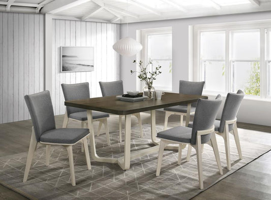 BILOXI 7-PIECE 71-INCH RECTANGULAR DINING SET GREYISH BROWN - Closeout Deal