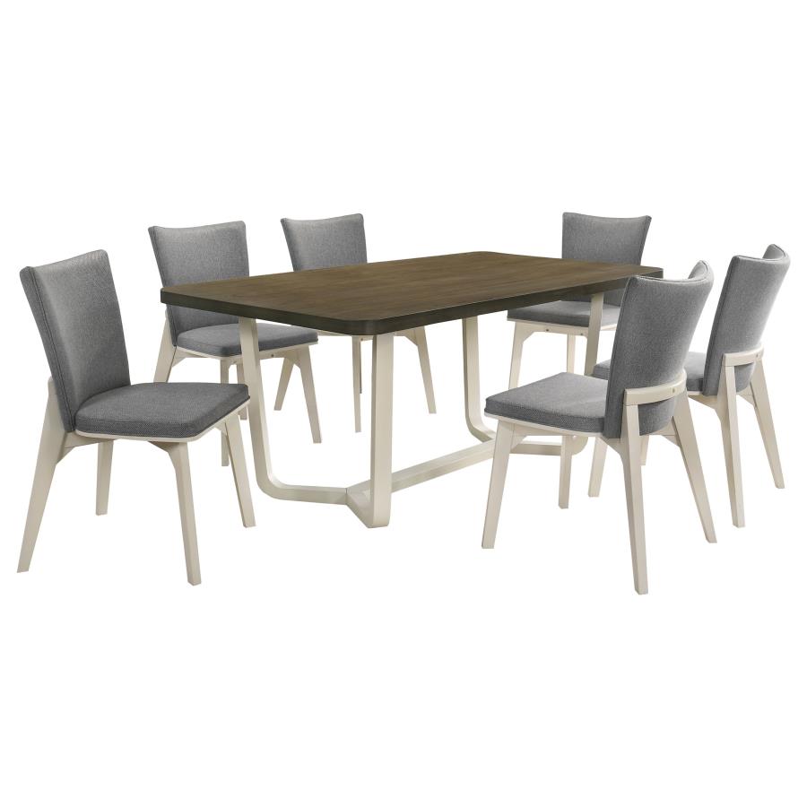BILOXI 7-PIECE 71-INCH RECTANGULAR DINING SET GREYISH BROWN - Closeout Deal