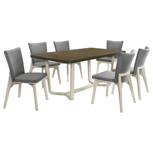 BILOXI 7-PIECE 71-INCH RECTANGULAR DINING SET GREYISH BROWN - Closeout Deal