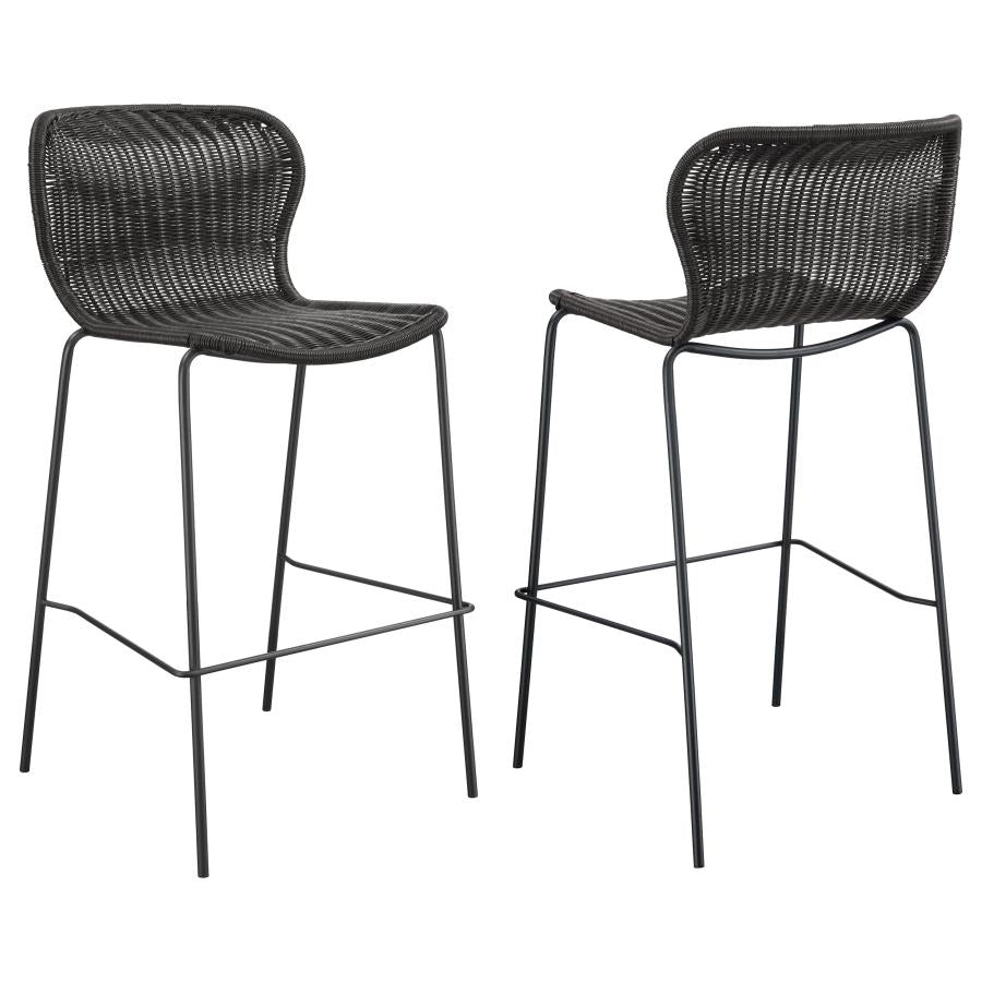 MCKINLEY FAUX RATTAN METAL BAR CHAIR BROWN (SET OF 2) - Closeout Deal