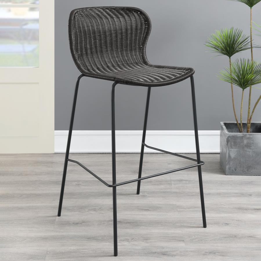 MCKINLEY FAUX RATTAN METAL BAR CHAIR BROWN (SET OF 2) - Closeout Deal