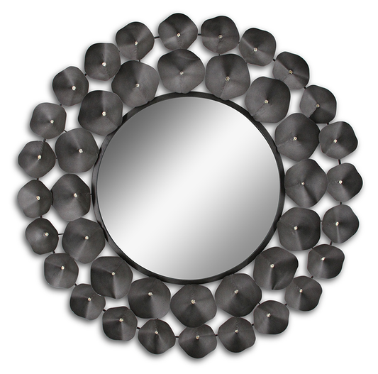Black Shell Mirror Metal Wall Art – 37"x37"